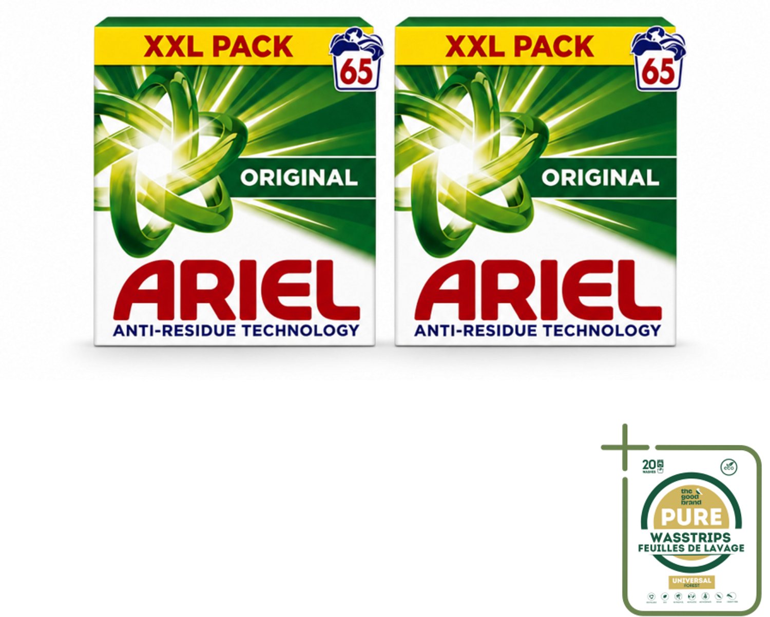 2 x Ariel – Original – Snel Oplosbaar Waspoeder – 3,58 kg - Wasstrips - Snel Oplosbaar Waspoeder - Koud Water Was - Anti-residu Technologie - Vlekverwijdering - Frisse Geur