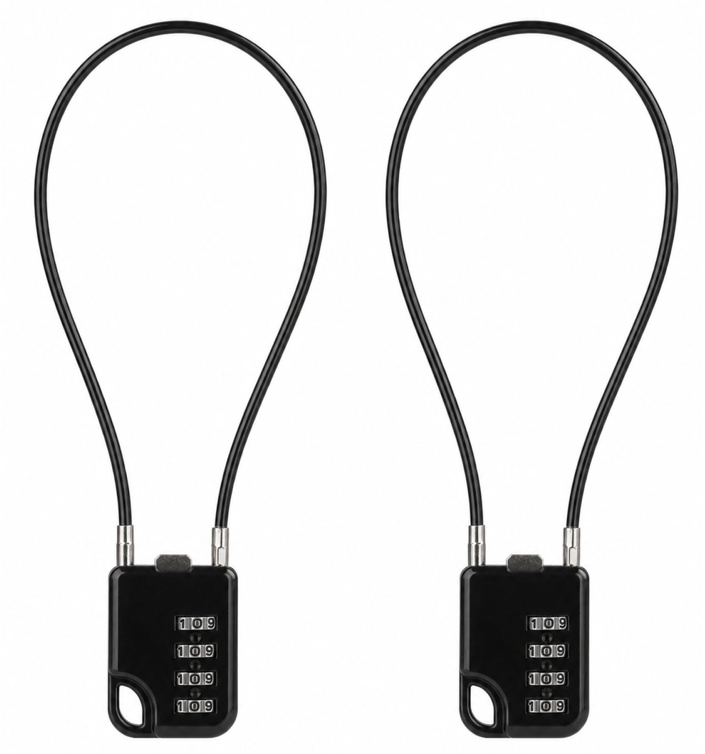 Cijferslot 4-cijferig met staaldraad - 30 cm - set van 2 - zeer veilig rolslot voor fietstassen - ShopVlot
