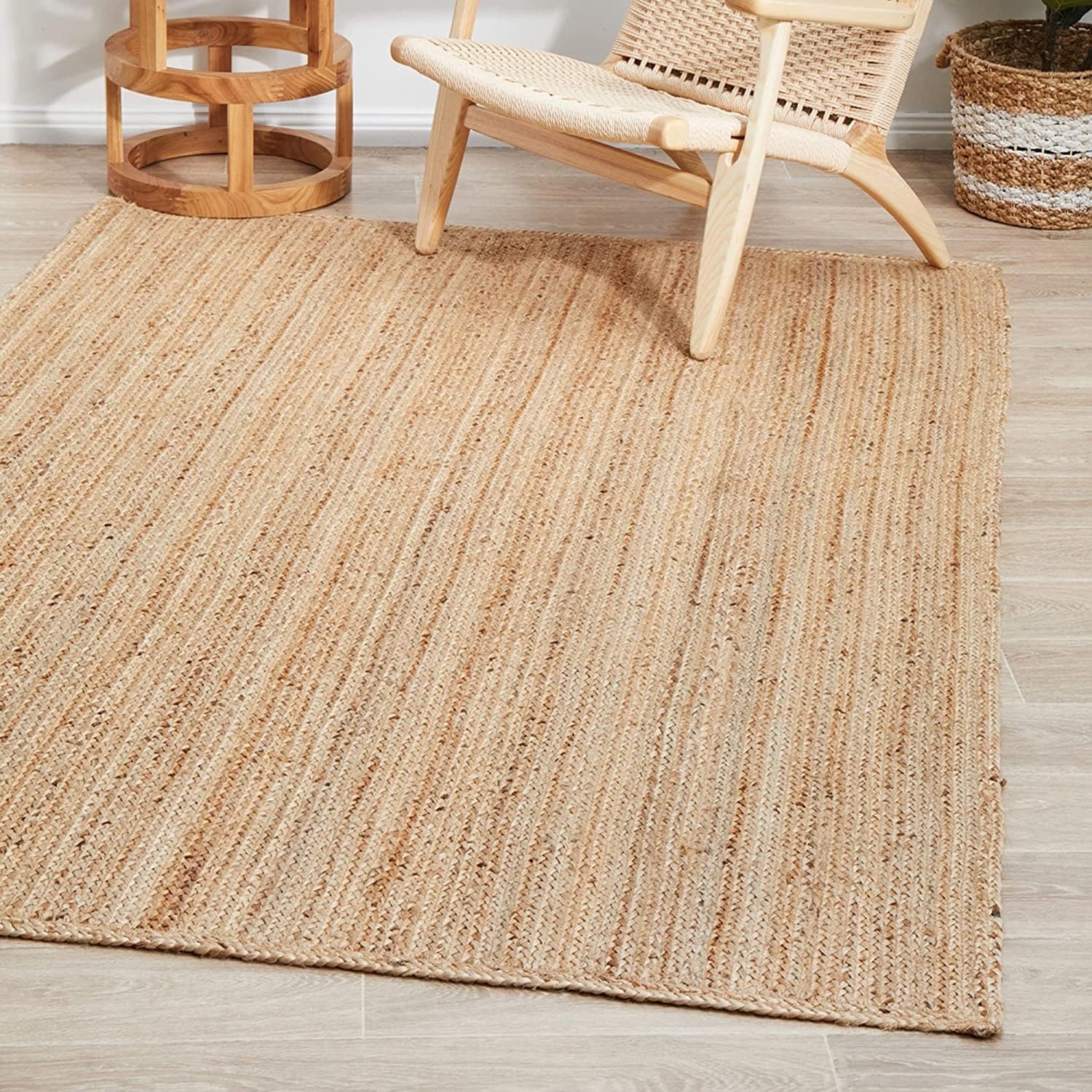 Gebiedstapijten, Indiaas handgemaakt natuurlijk handgeweven gevlochten jute tapijt voor woonkamer, slaapkamer (15 cm vierkant, natuurlijk)