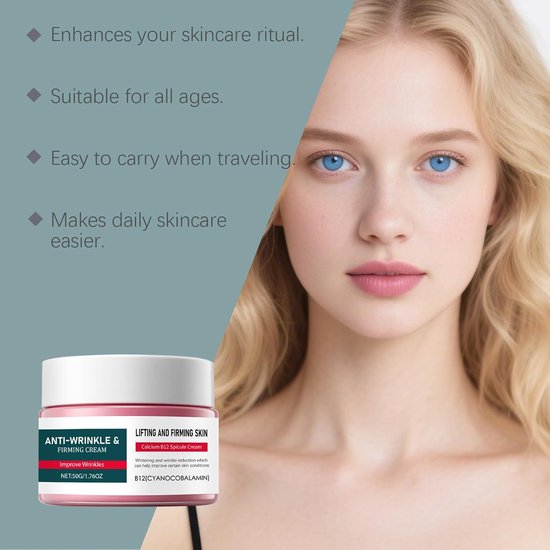 2 stuks huidverstevigende crème, intensieve anti-rimpel verzorging, anti-rimpel-verstevigende crème voor zichtbaar gladdere huid, dagelijkse vochtinbrengende crème voor gezicht en lichaam, zachte — afbeelding 4