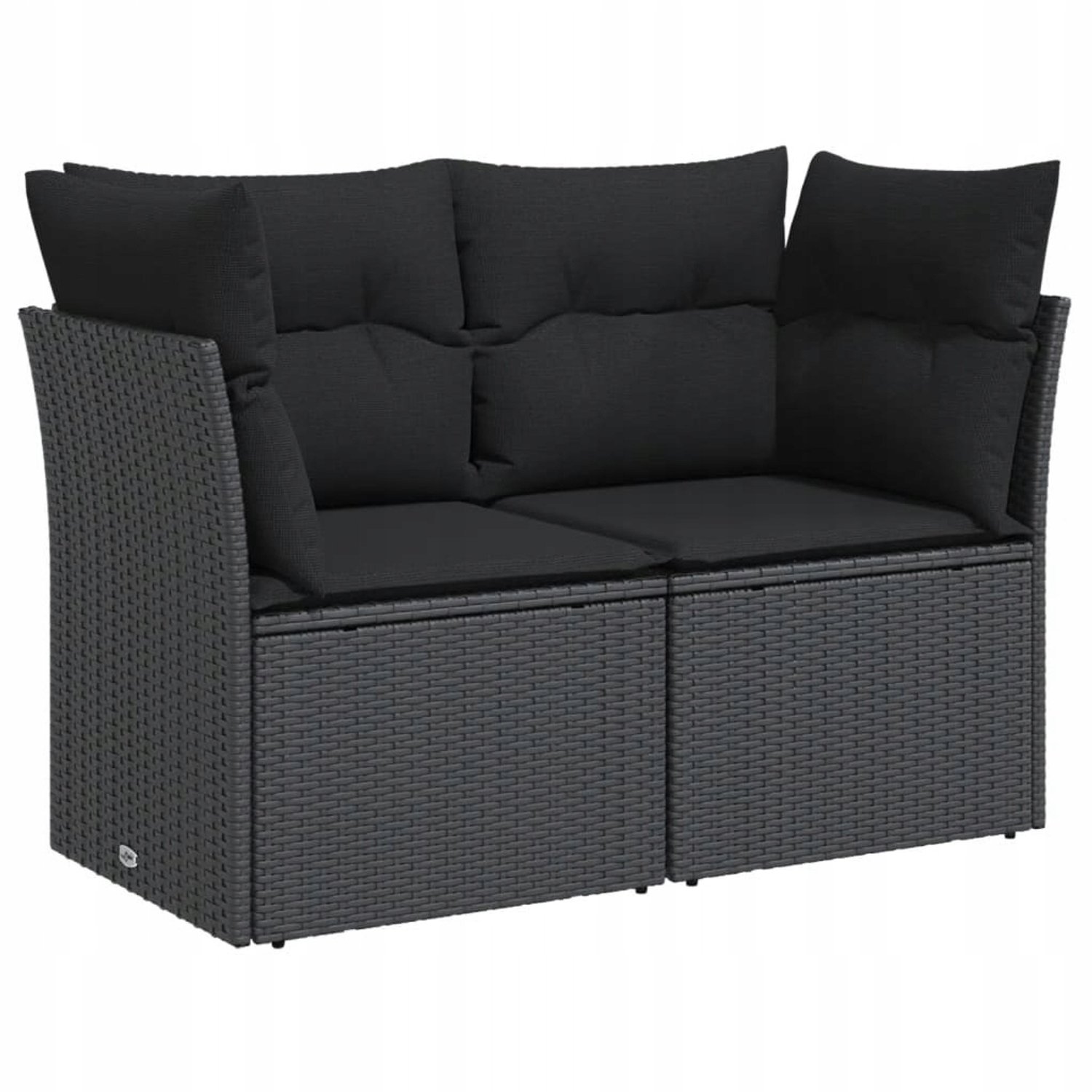 Comfortabele 2-persoons tuinbank van zwart polyrattan