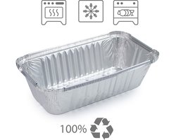 Miamex 25 wegwerpschalen van aluminium, met deksel, voor het transport van levensmiddelen – invriezen – grillen – bakken in de oven – koken (650 ml)
