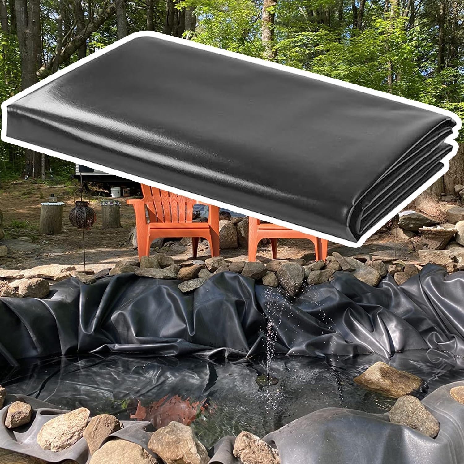 5 Mil Visvijver HDPE-voering, vijvervoeringen voor buitenvijvers, visvijvers, tuinfontein, waterval, 3x3ft 7x10ft 13x23ft 20x20ft 20x39ft vijvervoering, eenvoudig snijden, 3x4,0 m