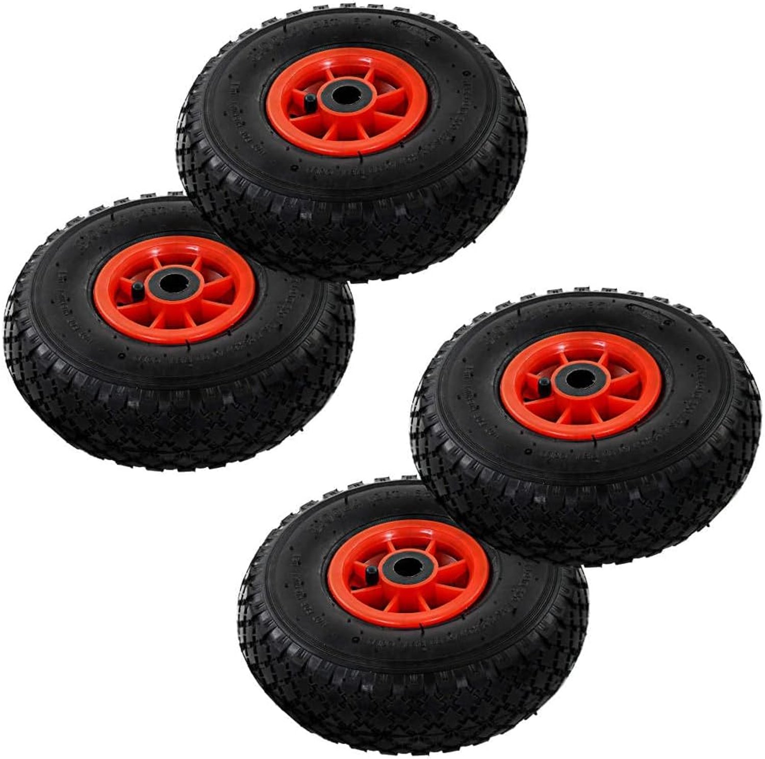 Set van 4 steekwagenwielen 3,00-4, reservewielen met luchtbanden, 245 x 82 mm banden voor bolderkar, steekwagen en transportwagen, asgat 20 mm