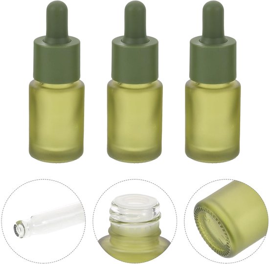 3 Stuks Groene Matte Glazen Druppelflessen Navulbare Pipetflessen voor Essentiële Oliën Aromatherapie Reizen Draagbare Hervulbare Vloeistofcontainers — afbeelding 5