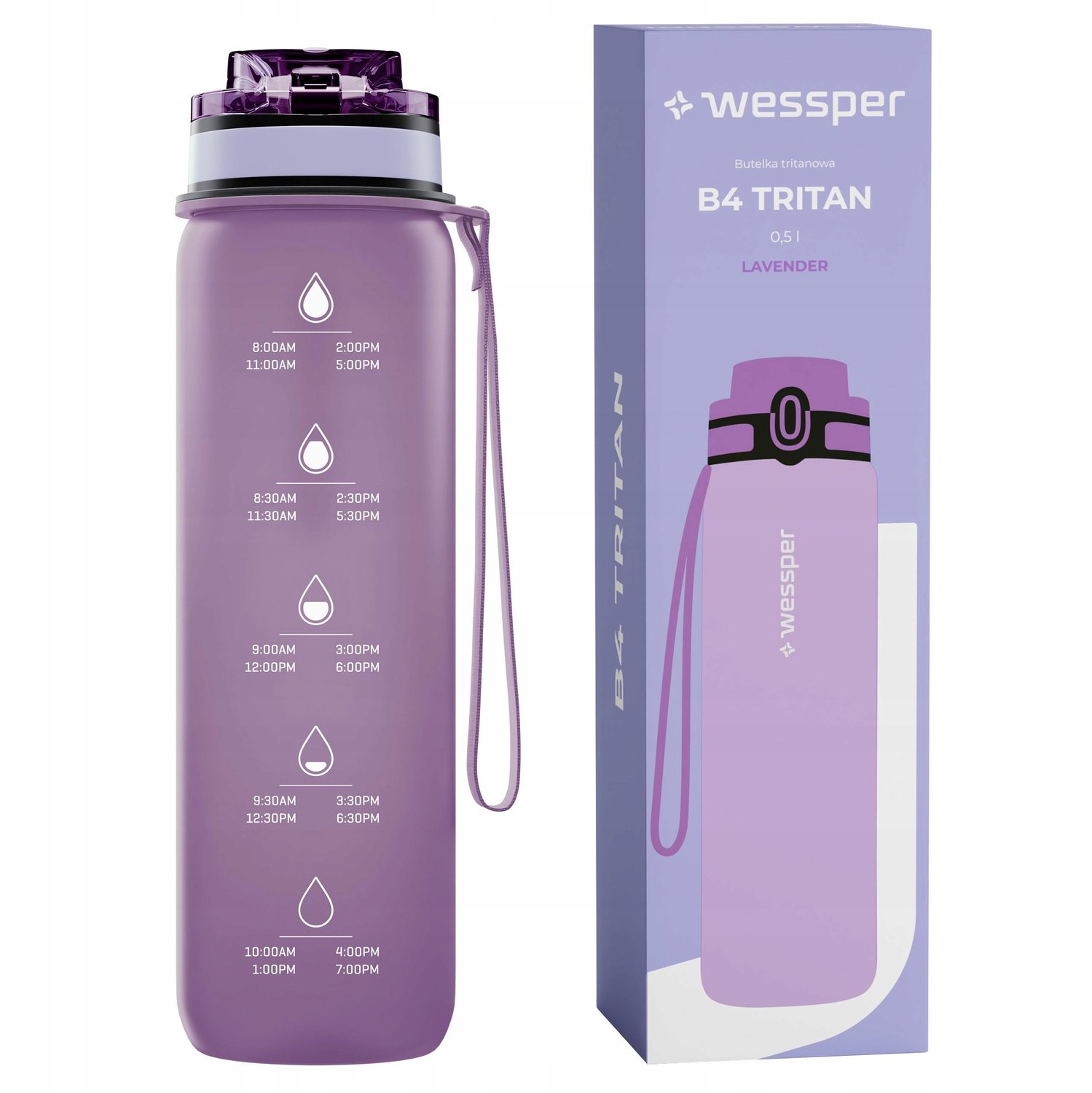 Wessper B4 Tritan Bidon 500ml - Motiverende Waterfles voor Fitness
