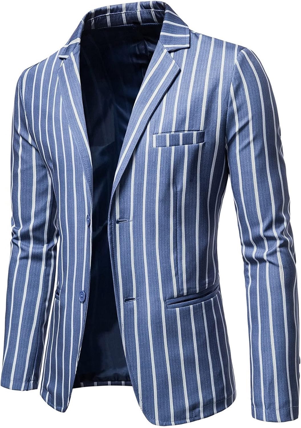Luxe herenpak, gestreept, casual, blouses, knopen, revers, slim fit, elegant overhemd, jas, feestjas, formele jas met zak