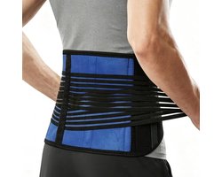 Orthopedische Lumbale Steun voor Mannen en Vrouwen, Ademend en Verstelbaar met 4 Steunstangen, Ideaal voor Werk en Sport, Blauw-Zwart, Maat L