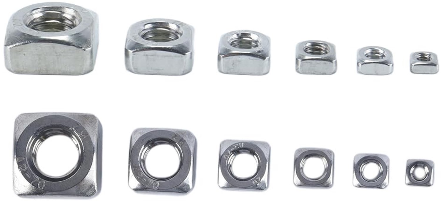 Vierkante Moeren Set van 150 Stuks in RVS voor Houtbewerking - Inclusief M3 M4 M5 M6 M8 M10 Moeren Assortiment