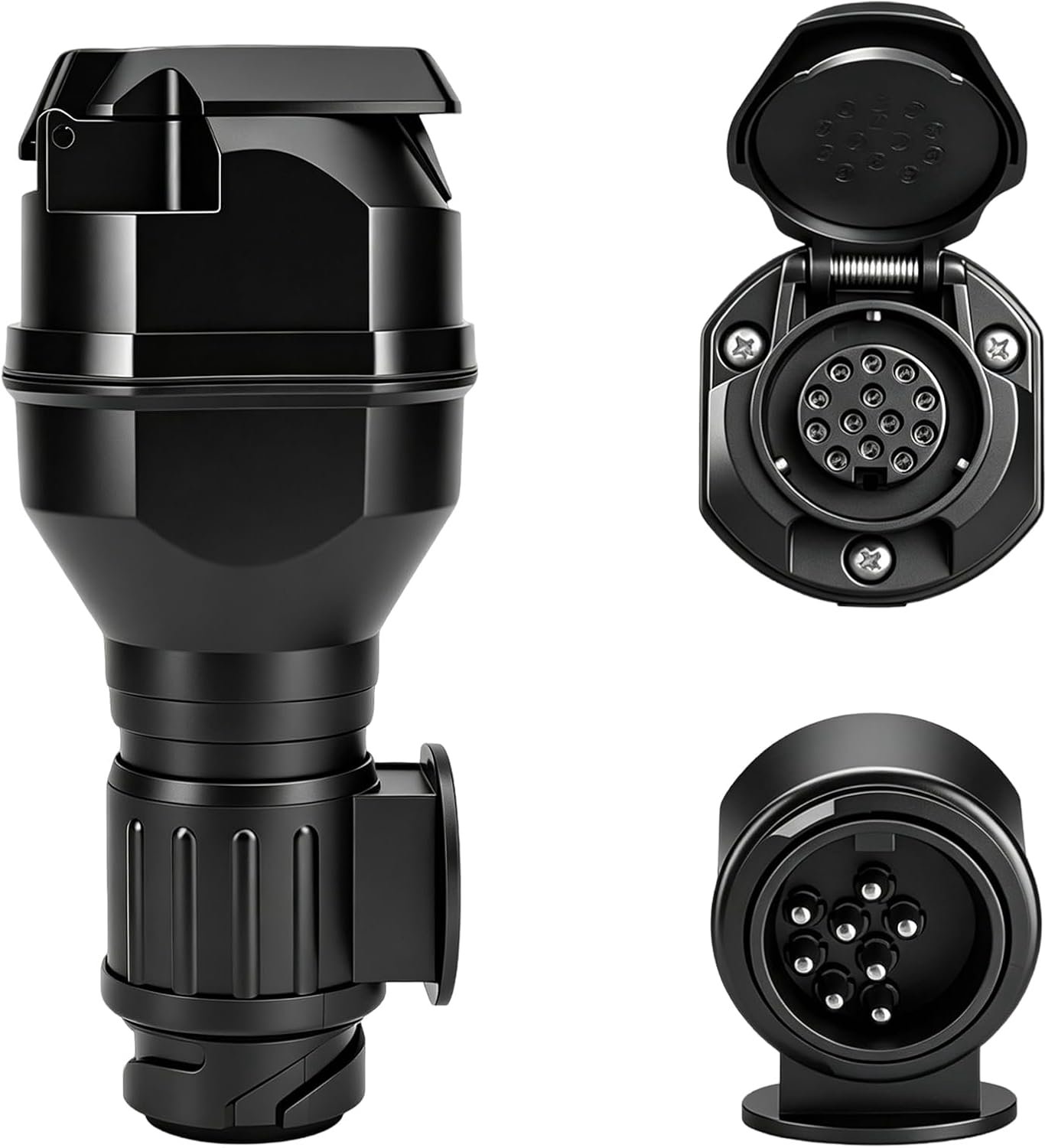 Adapter stopcontact voor aanhanger, led, 13-polig naar 13-polig, CAN-bus adapter met belastingsweerstand 12 V, voor camper, auto en fietsendrager, waterdichte aansluiting met afdekking voor