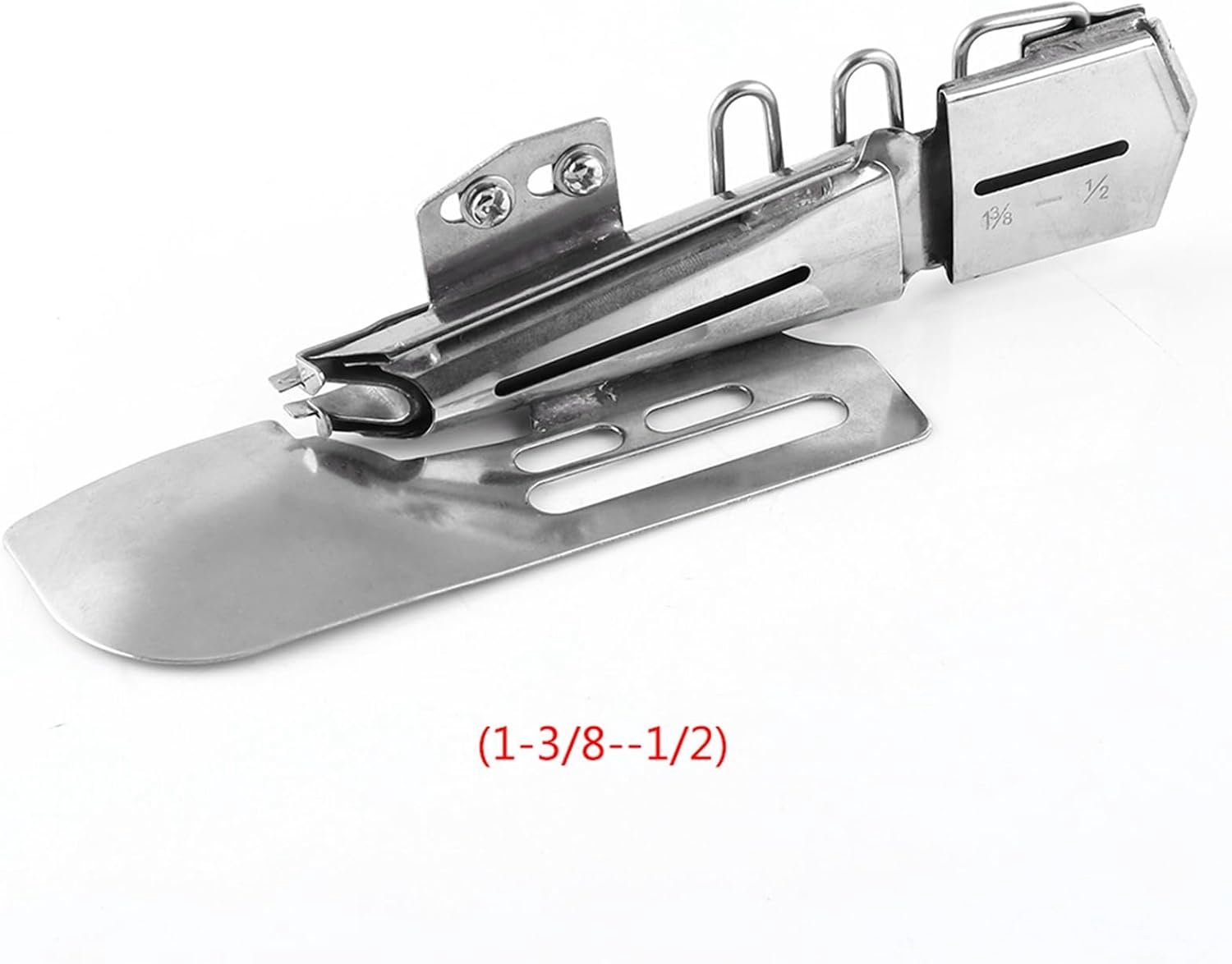 Annadue Naaimachinebinderbevestiging voor Biaisband, 1-1/2" Tot 9/16" Verstelbare Tapemap voor Flatlockzomen, Naaimachineonderdelenaccessoires 2-3 Naaldmachines (metaal)