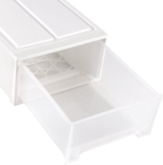 2 stuks ladenbox, kunststof, wit, 30 x 22 x 12 cm, stapelbare bureau-organizer met laden, opbergdoos voor badkamer, slaapkamer, kantoor — afbeelding 5