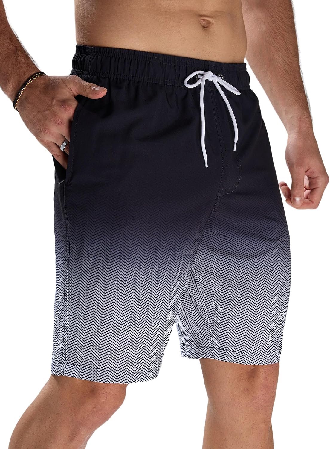 Arcweg Zwemshorts voor heren, middellang, sneldrogend, strandshorts, S-3XL, ademend, met trekkoord, verstelbaar, voor surfen, sport, zwemmen, vrije tijd, vrije tijd