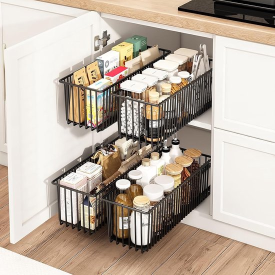 Telescopische lade keuken uittrekbare lade organizer 4 stuks — afbeelding 4