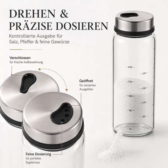 Kruidenmix Pepermolen met Draaiende Deksel en Glazen Tray - Keuken Gadget 300ml voor Perfecte Kruidensmaak — afbeelding 5