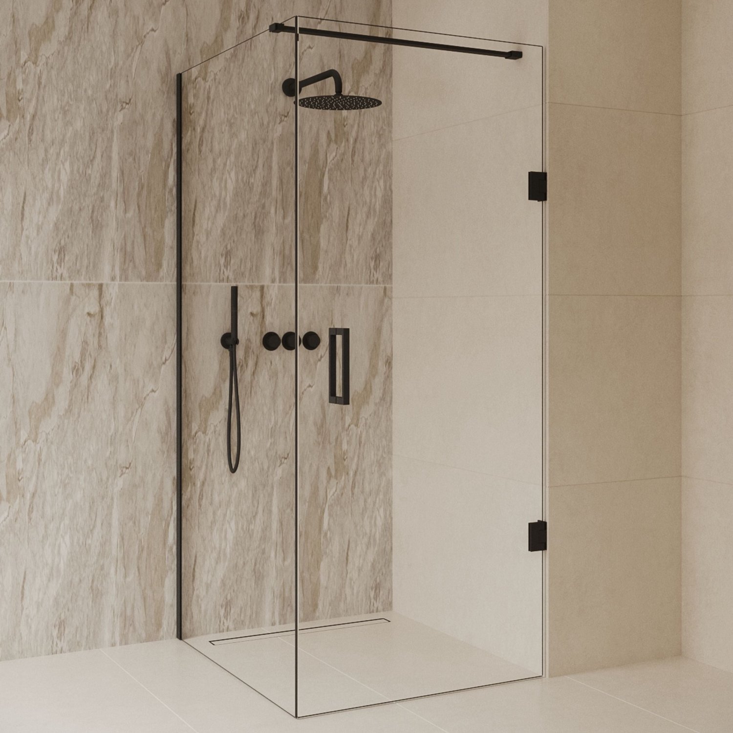 Sanitado Dalis Douchecabine Helder Glas Mat Zwart Profielen 140x80 cm