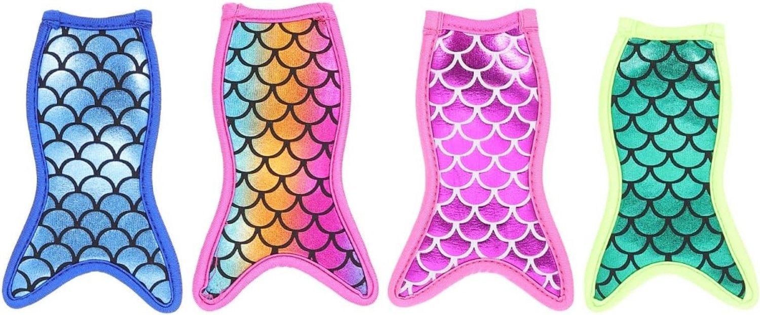 Herbruikbare popsicle houder in zeemeermin ontwerp - 4-delige set zonder druppels, geschikt voor standaard gemengde kleuren