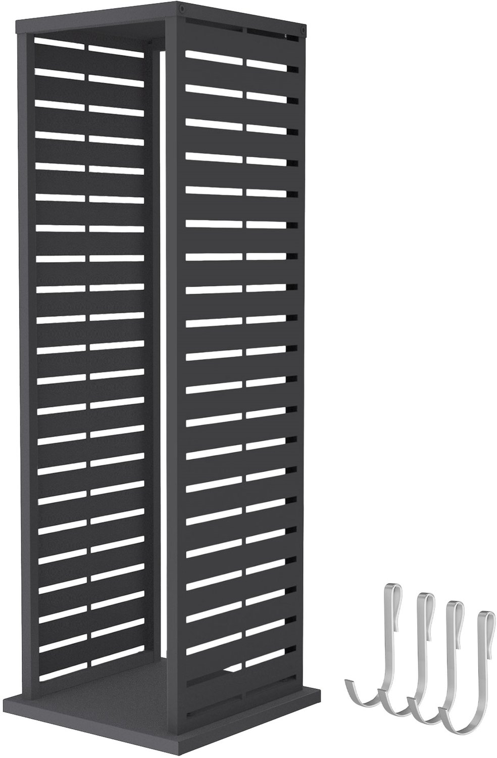 ML-Design Brandhoutrek metaal met 4 haken, haardhoutrek van gepoedercoat staal, stalen kachelhoutrek met verstelbare vloerbeschermers voor binnen en buiten, weerbestendig verzinkt staal, opslag voor haardhout en briketten, met decoratief spleetmotief