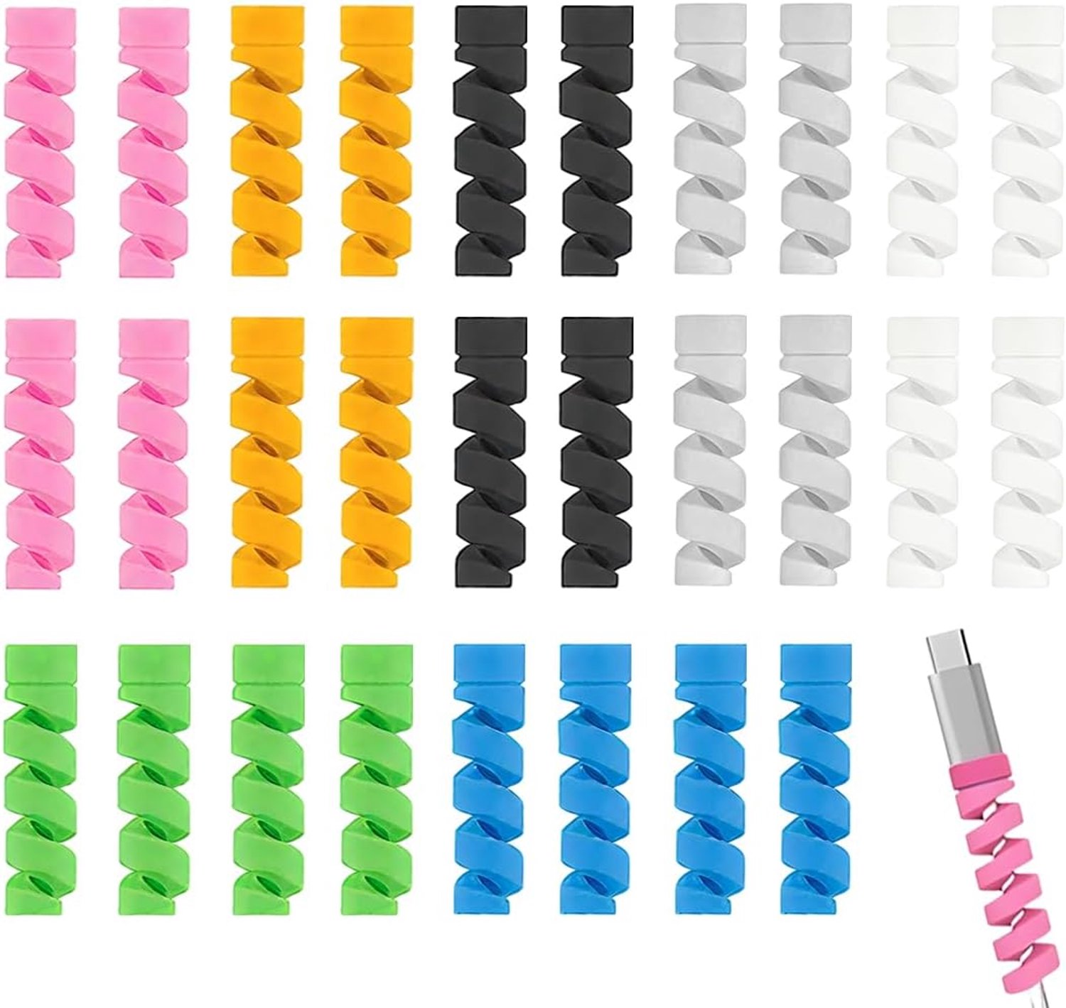 kabelbescherming 28 stuks - type C snellader - 7 kleuren - organiseer je kabels - ShopVlot
