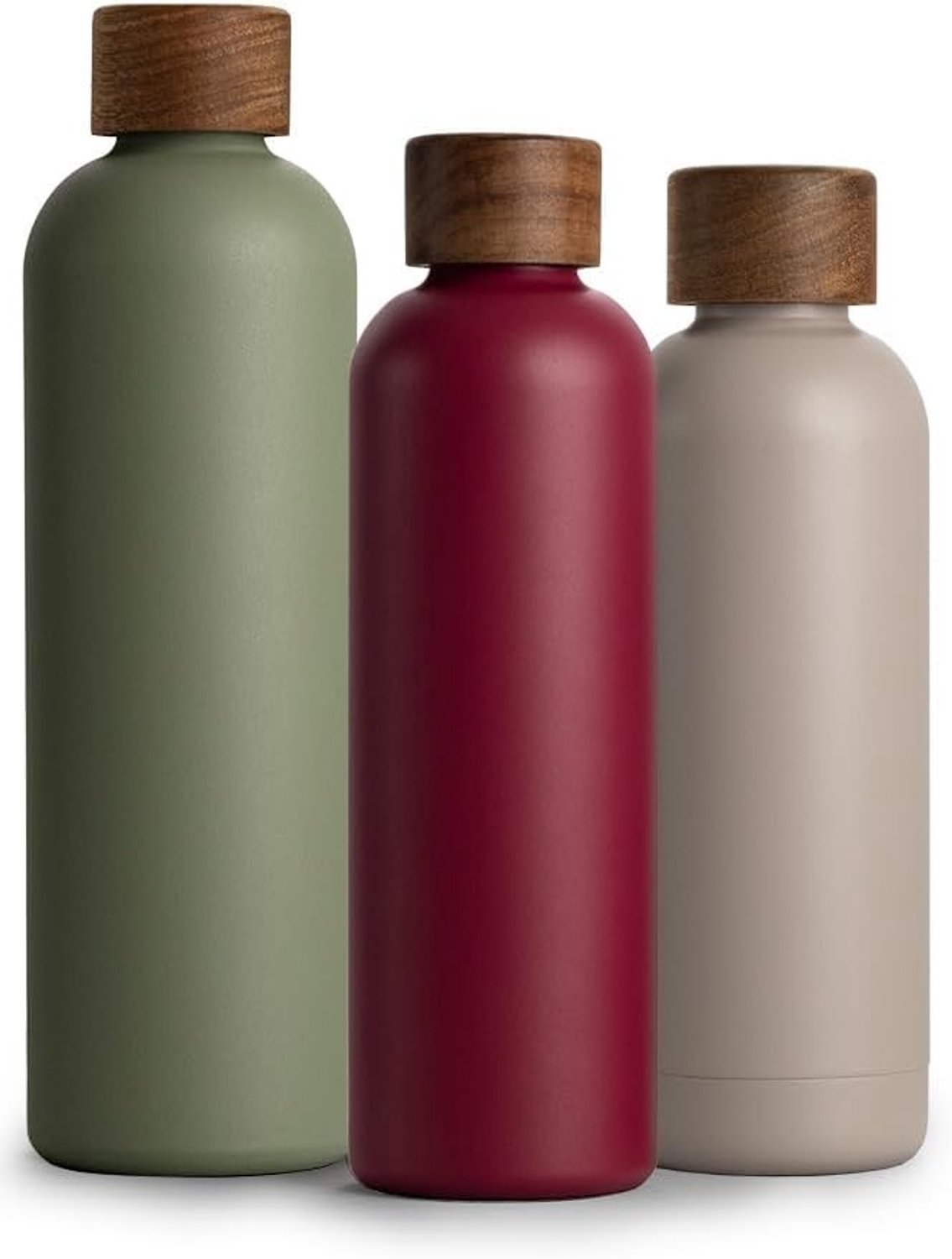 Roestvrijstalen drinkfles - Berry Red - 750 ml - Thermosfles met Acaciahouten Deksel - Voor Gezond Drinken