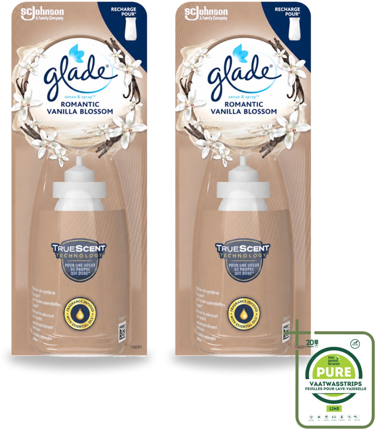 2 x Glade - Sense & Spray - Romantic Vanillebloesem - 18 ml - Grootverpakking - Romantische Geur - Geurafgifte - Bewegingssensor - Vanille - Orchidee