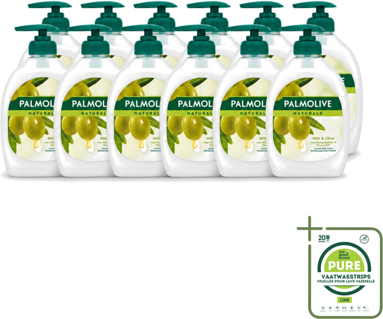12 x Palmolive - Milk & Olive - Handzeep Met Pomp - Verzorgend & Mild - 500 ml - Grootverpakking - Vaatwasstrips - Handzeep - Melk En Olijf - Natuurlijke Handzeep - Verzorgende Handzeep - Melkproteïnen