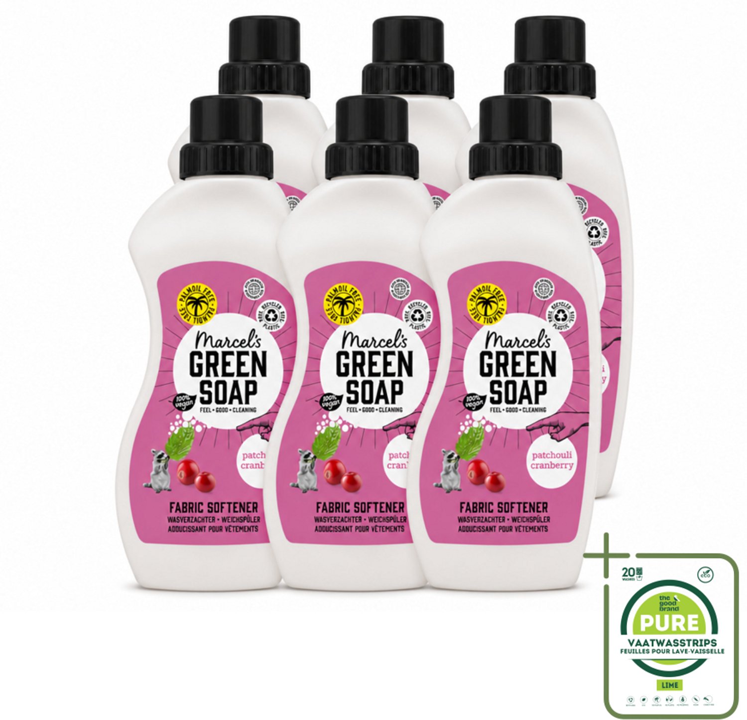 6 x Marcel's Green Soap - Wasverzachter - Patchouli & Cranberry - Zachte frisheid - 30 Wasbeurten - 750 ml - Grootverpakking - Wasverzachter - Wasgoed Verzachter - Natuurlijke Wasverzachter - Vegan Wasverzachter - Biologisch Afbreekbaar
