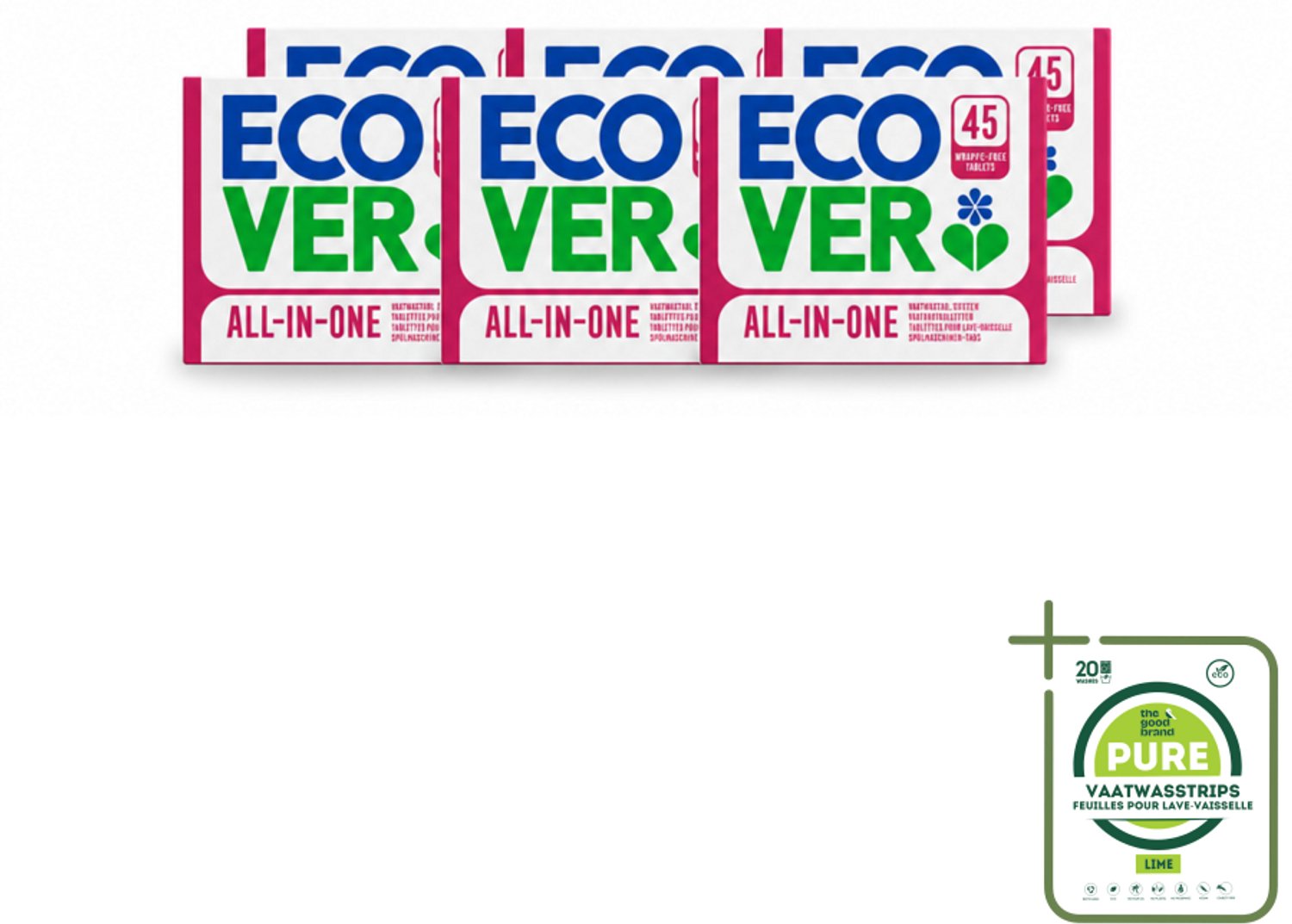 6 x Ecover - Vaatwastabletten All-in-One - Lemon & Mandarin - 45 Tabs - Grootverpakking - Vaatwasmiddel - Vaatwastablet - Citroen - Mandarijn - Duurzaam