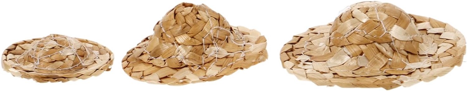 Happyyami 3 Stuks Delige Miniatuur Hoedjes van Bamboe Papegaaien Speelgoed Vogels Lichtgewicht Comfortabel Gelegenheid