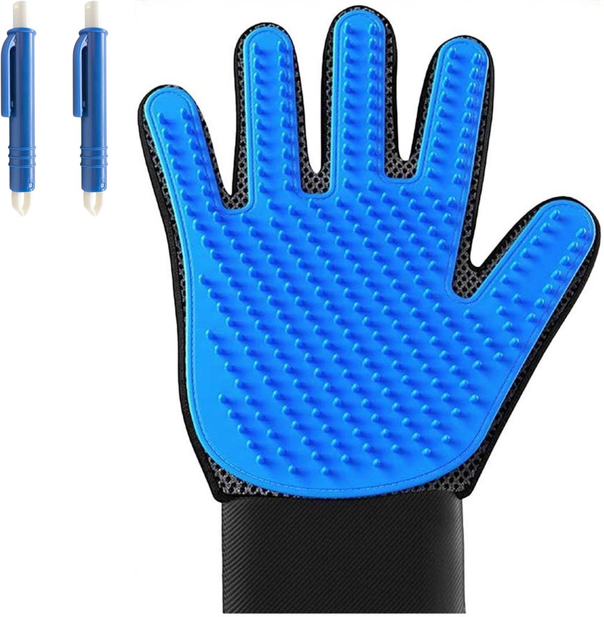 Professor Q Vachtverzorgingsset - Vachthandschoen Blauw - 2 Blauwe Tekenpincetten