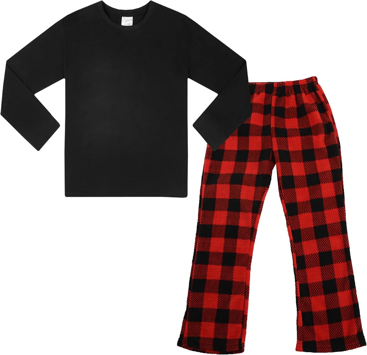 Kinderpyjama's voor meisjes, lange mouwen, winter, geruit, pyjamaset, tieners, fleece, tweedelig, nachtkleding, Kerstmis, pyjama, maat 7-13 jaar