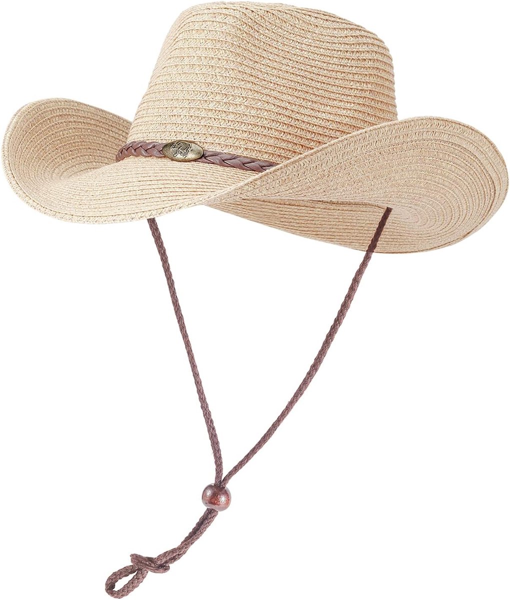 Strohoed voor heren, zomer, cowboyhoed voor heren en dames, zomerhoed, westernhoed, uv-bescherming, zonnehoed, panama-hoed