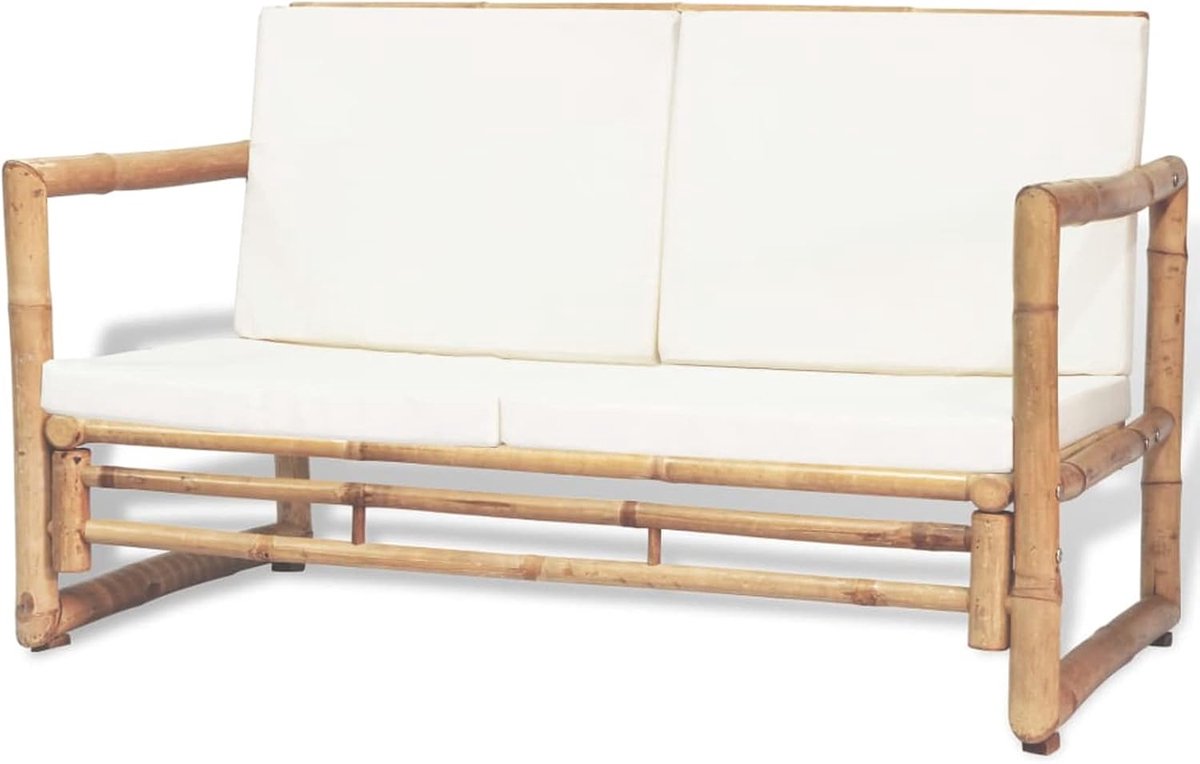 Tuinbank, 2-zits, balkonbank, terrasbank, tuinlounge, tuinbank met bekleding, bamboe