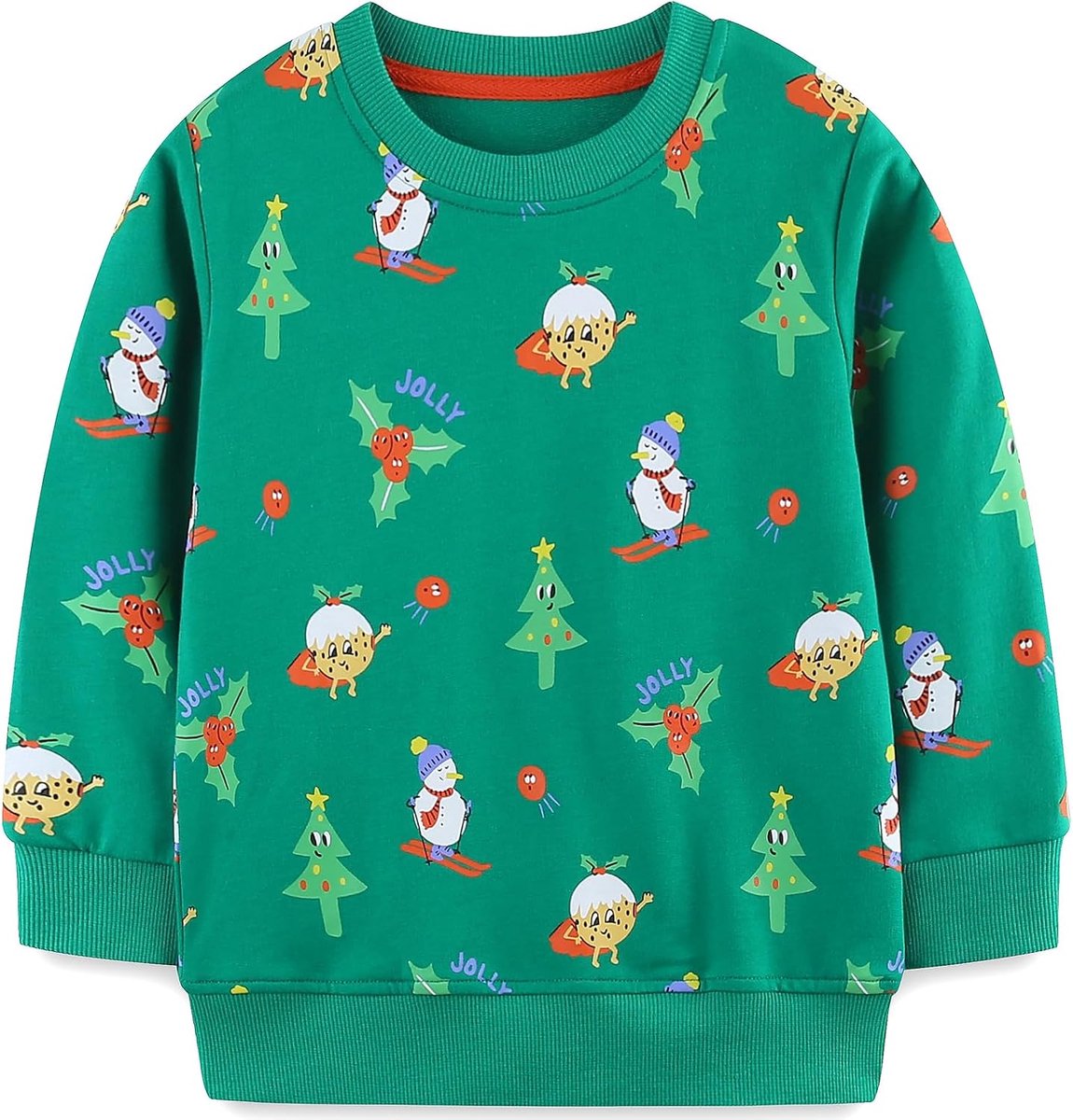 Kindersweatshirt voor jongens, Kerstmis, cartoon, pullover met lange mouwen, katoen, maat 92-122, 1-7 jaar