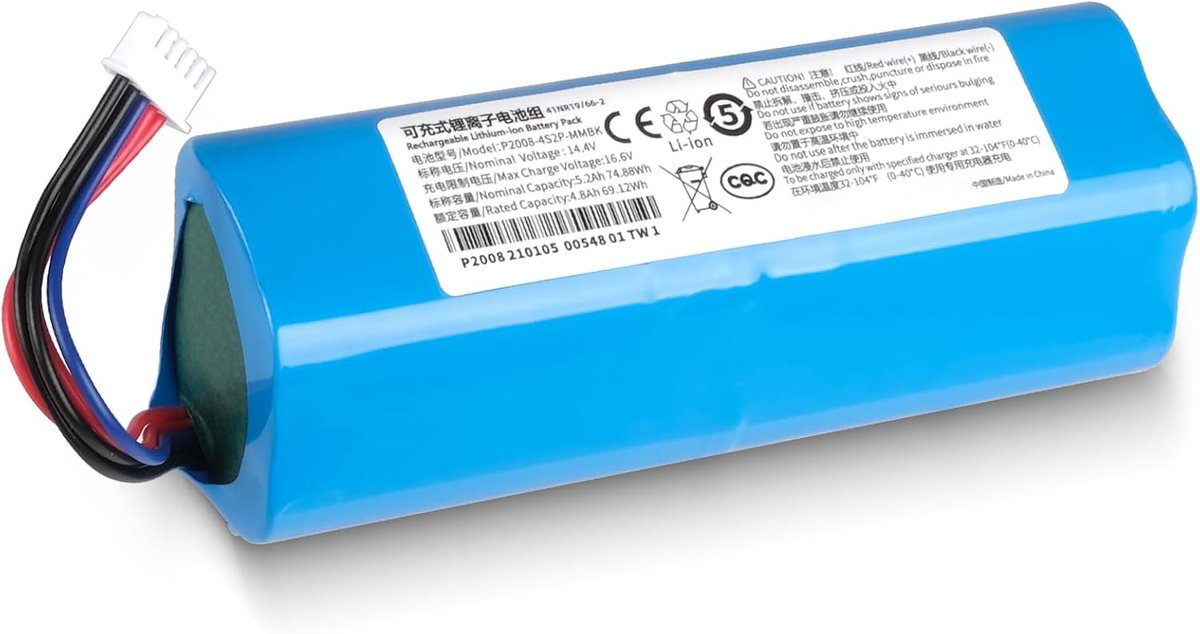 5200 mAh accu compatibel met Ecovacs Deebot T5 T8 T8+ T9 T9+ Deebot T10 T9 Ozmo 950 DX65 DX93 DX96, X1 Omni X1 Turbo X1 Plus DLX11-21/61 stofzuiger, S10-LI-144-4 5200. 0 st. 201-1913-4200