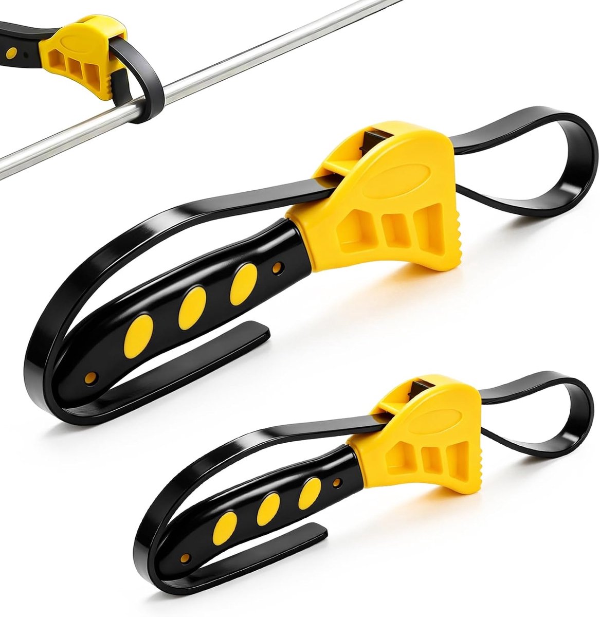 2 stuks bandsleutelset, verstelbare oliefiltersleutel, universele rubberen pijptang met 50 cm en 60 cm lange riemen voor sanitair, oliefilter, douchekoppen, glasopener