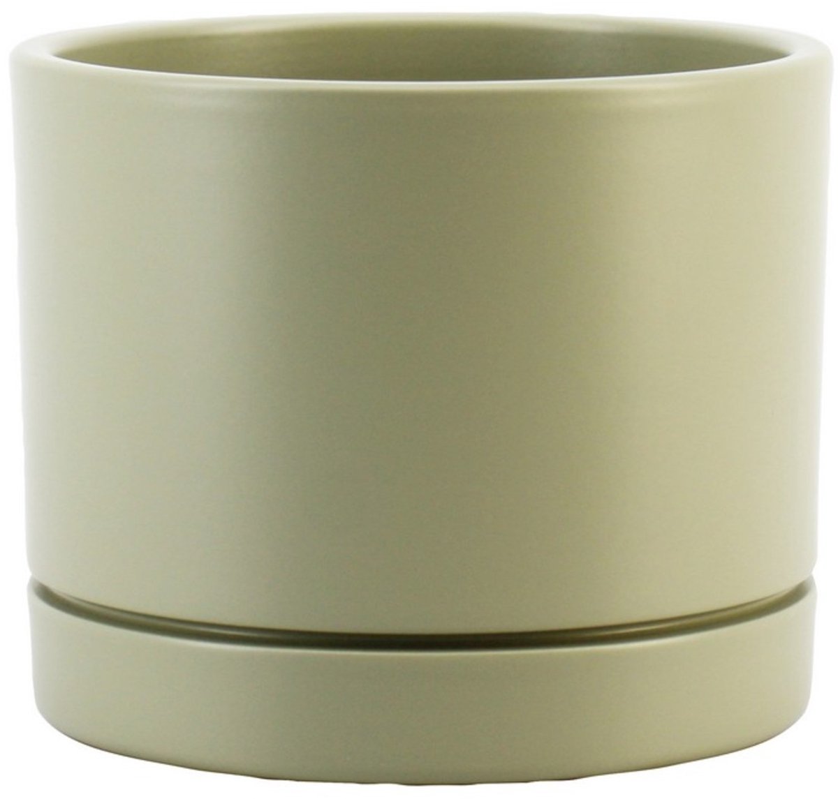 Bloempot Lynn Ø13,5 x H12 cm – Mat Kaki – Keramieken Binnenpot uit de Bela Arte Collectie