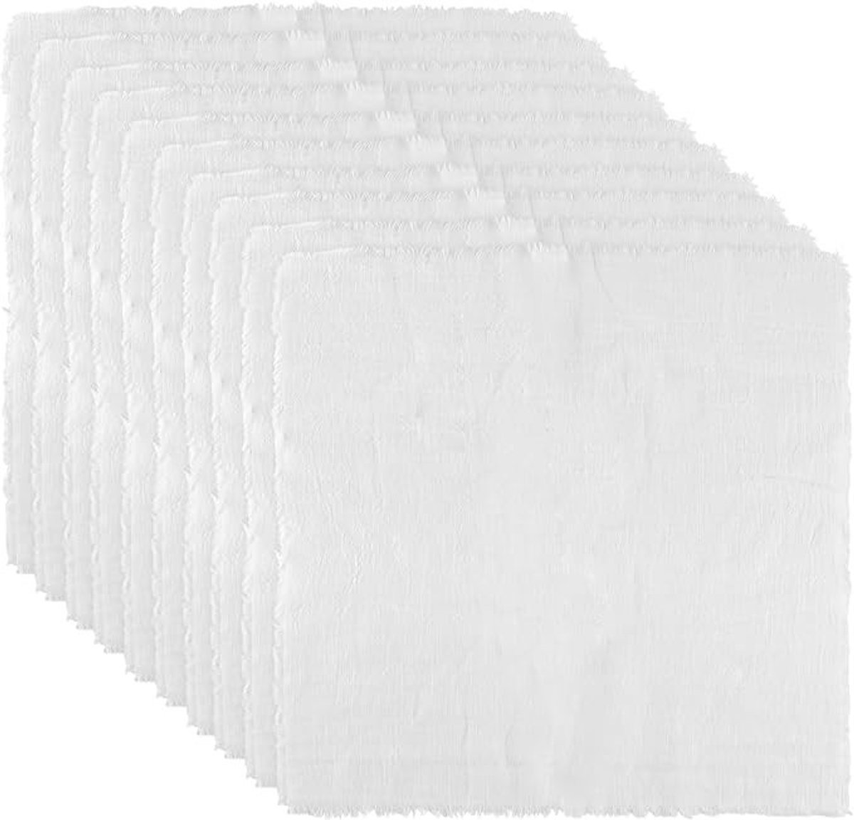 Livatto 10 stuks stoffen servetten wit met franjes 42 x 42 cm katoen