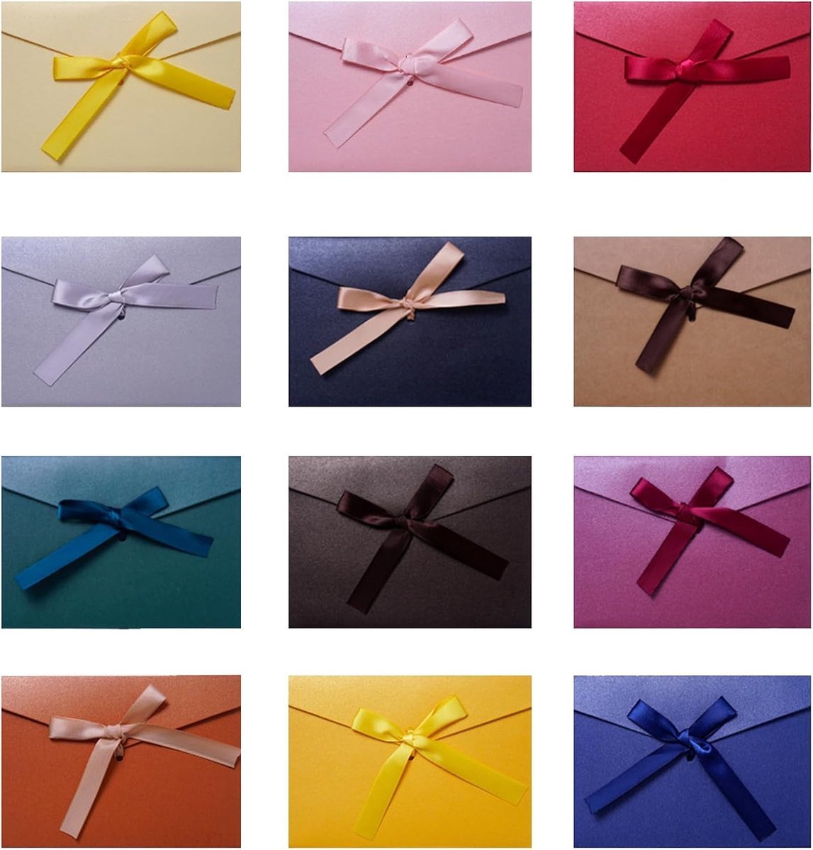 12 stuks mini-enveloppen met lint, kleurrijk kraftpapier, 17,5 x 12,4 cm, cadeauenveloppen met bindkoord, voor feest, bruiloft, geldgeschenken en bedankkaarten