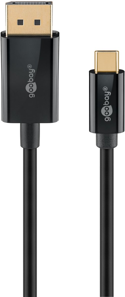 Goobay USB-C naar DisplayPort kabel, 3 m, zwart, 4K @ 60 Hz, 21,6 Gbit/s, USB 3.1
