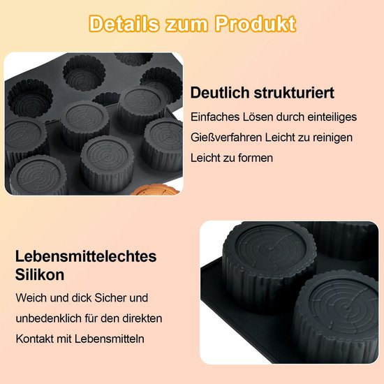 boomstronkvorm, zwart, geschikt voor levensmiddelen voor taarten en kaarsen, 20 x 10 cm met schorsstructuur, eenvoudig uit de vorm, bakaccessoires — afbeelding 4