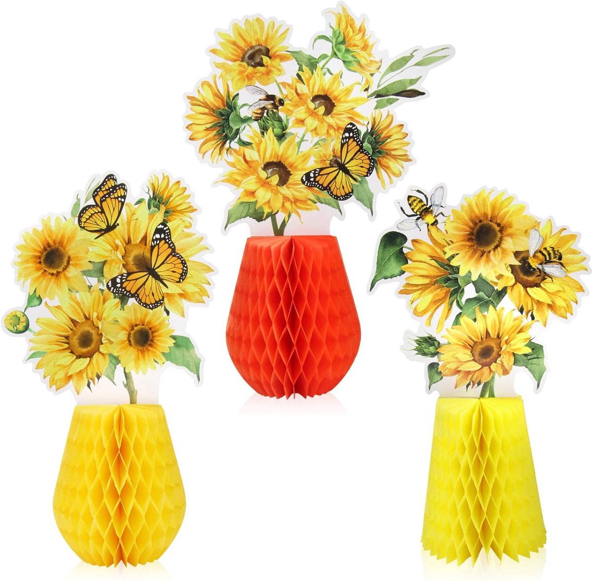 11-Piece Set of Artificial Sunflower Honeycomb Balls Bee-Themed Table Decorations for Spring Decorations Floral Garlands for Summer Parties Weddings Birthdays and Christenings