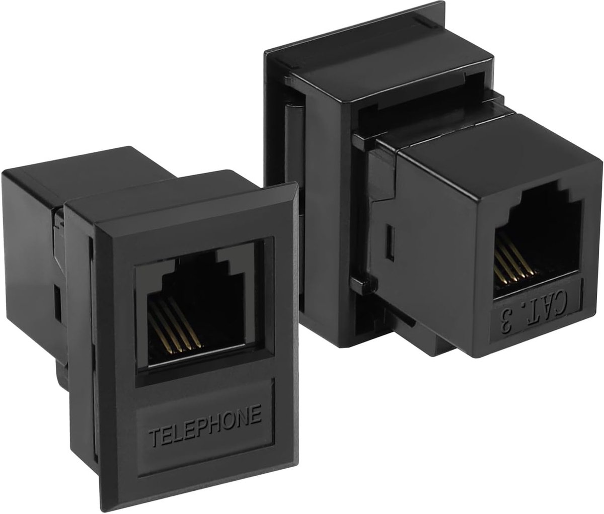 Desktop Aansluitdoos RJ11 Telefoon Jack - CAT3 Bus - 6P4C Bevestigingsframe - 2 Stuks