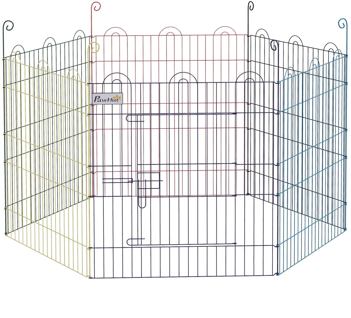 DeltaMerch Hondenren - Puppyren 6-delig - Dierenren - Opvouwbaar met deur - Ø120 x 60 cm - Binnen & Buiten - Metaal -Meerkleurig