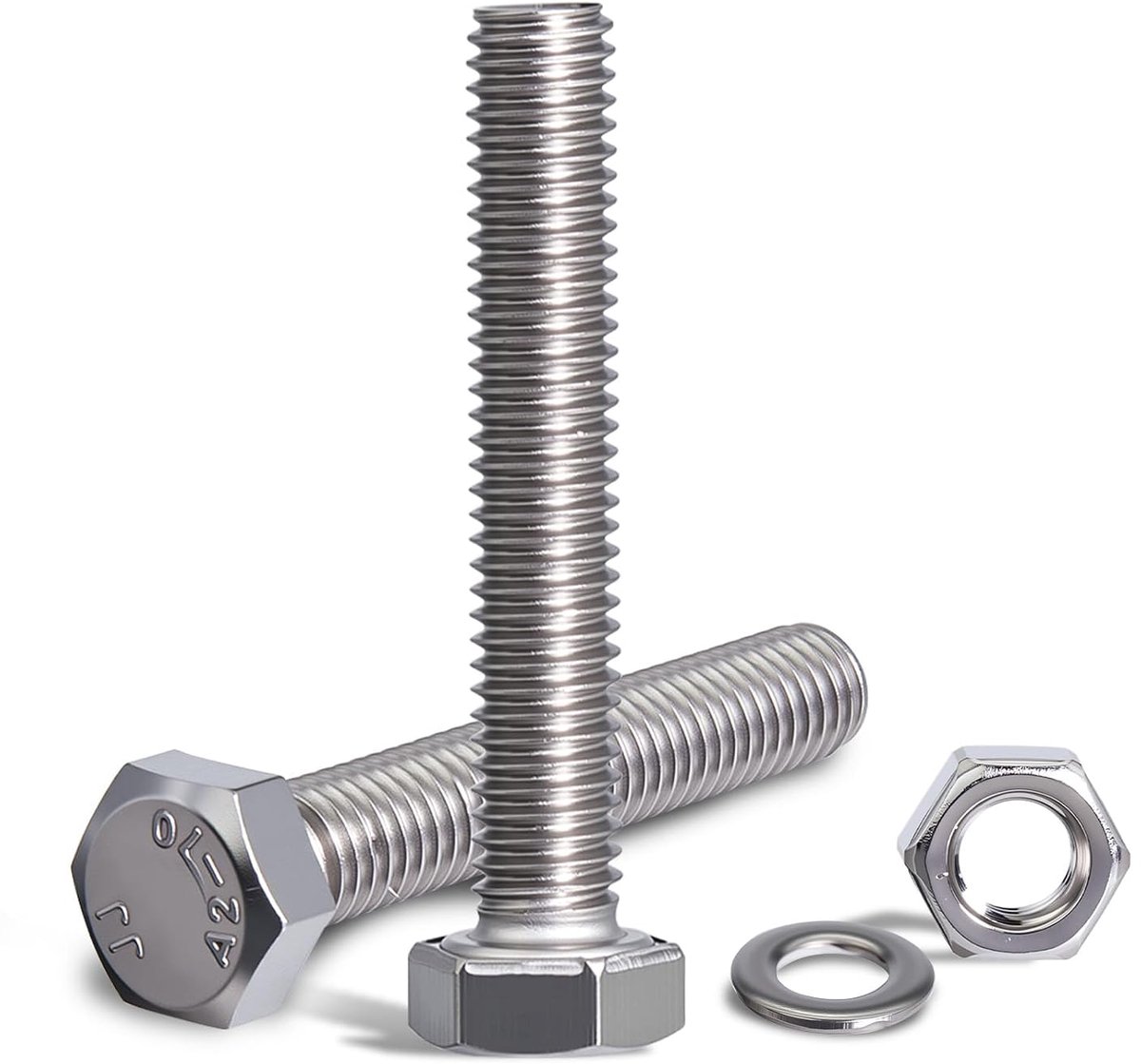 60 sets zeskantschroeven M6 x 10 mm schroeven moeren set sluitringen M6 zeskantmoer DIN 933 roestvrijstalen schroeven A2 V2A volledige schroefdraad machineschroeven bouwbevestiging meubelmontage