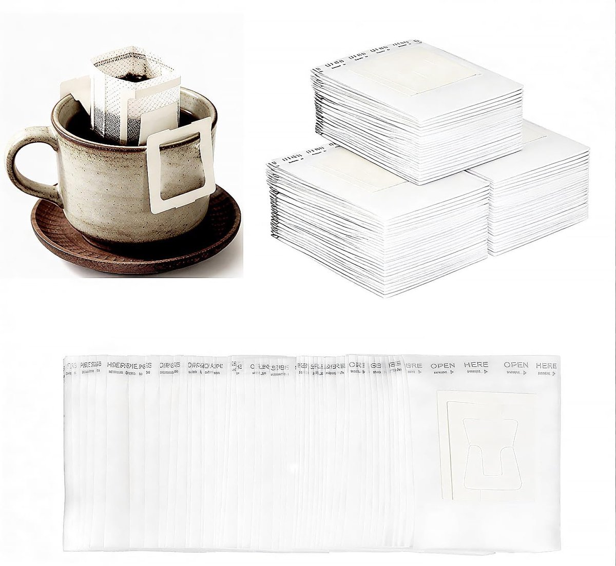 Drip 120 stuks, wegwerp-koffiefilters van voedselveilige vliesstof, vrij van chemische geuren, compatibel met Maior deel van de kopjes