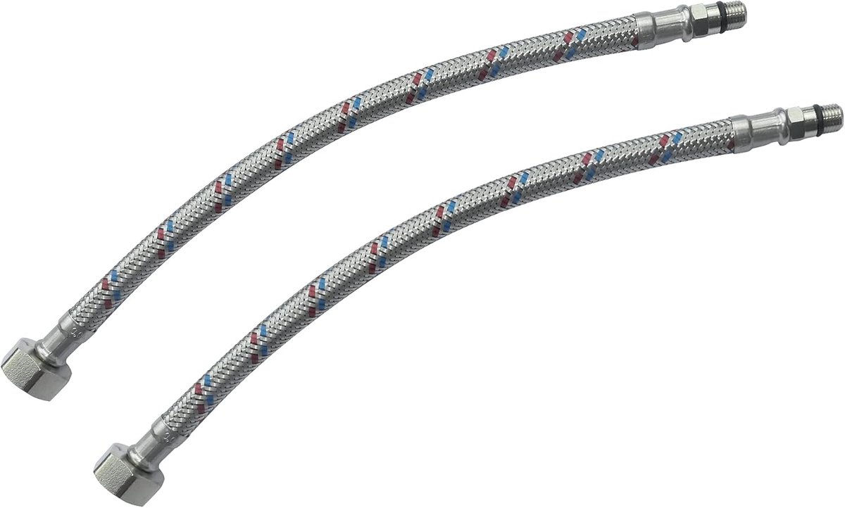 Inlaatslangen 1/2 inch - set van 2 - M10 aansluiting - lengte 300 mm - flexibele verbinding voor badkamer keuken