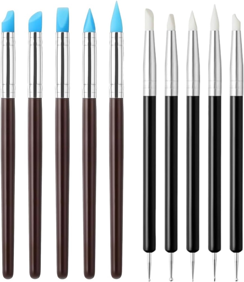 10 stuks rubberen borstels, kleivormgereedschap, siliconen borstels, gereedschapsset voor keramisch sculptuur, schilderen, kunst