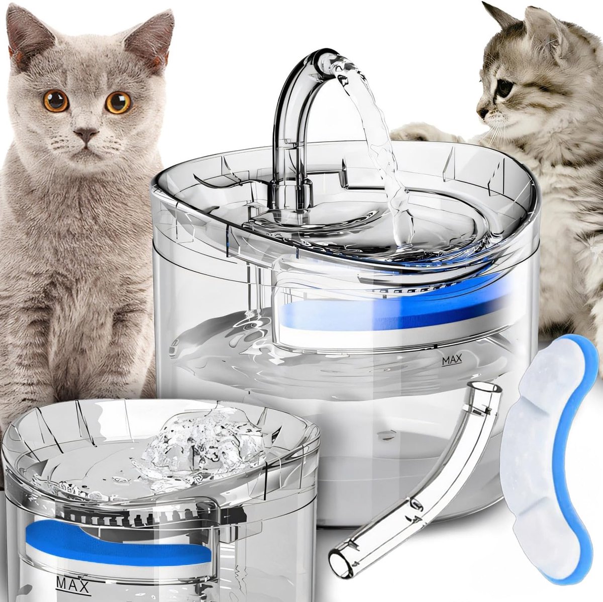Drinkfontein voor katten en honden 2,5 L - Automatisch - Met waterfilter - Voor vers water