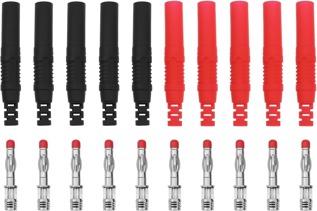 Banana connectoren 10 stuks 4 mm - geïsoleerd - veiligheidsschede - soldeerverbinding voor elektrisch testen